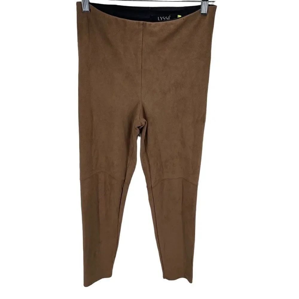 Lysse Womens Faux Suede Leggings Fitted Tight Ankle Stretch Brown Size Small
